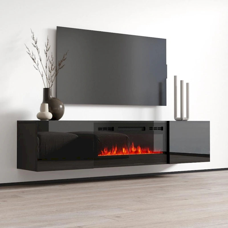 Cali EF Wall Mounted Electric Fireplace Modern 72 TV Stand