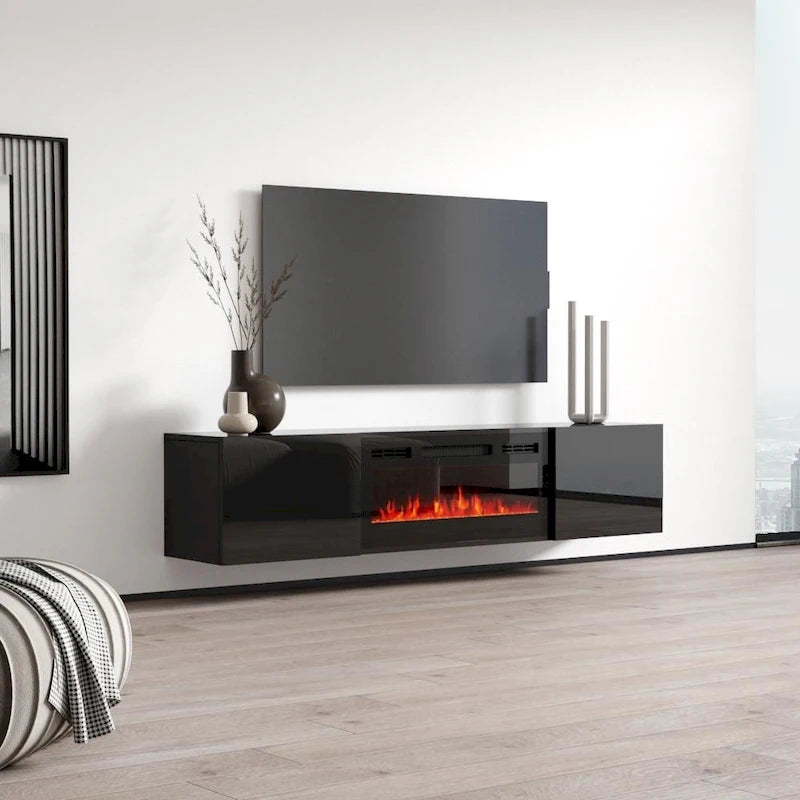 Cali EF Wall Mounted Electric Fireplace Modern 72 TV Stand