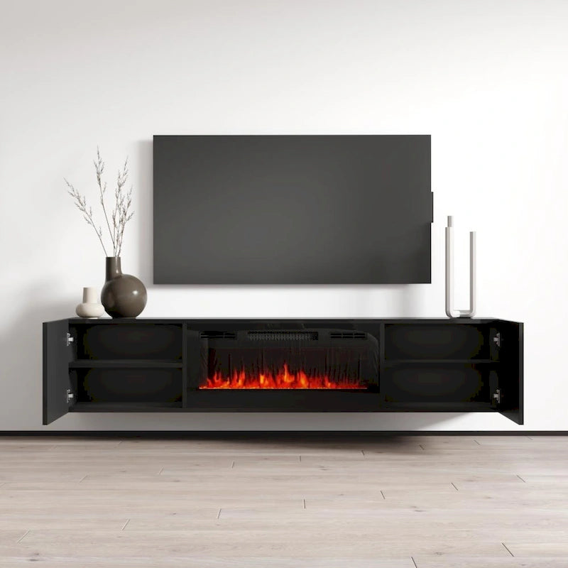 Cali EF Wall Mounted Electric Fireplace Modern 72 TV Stand