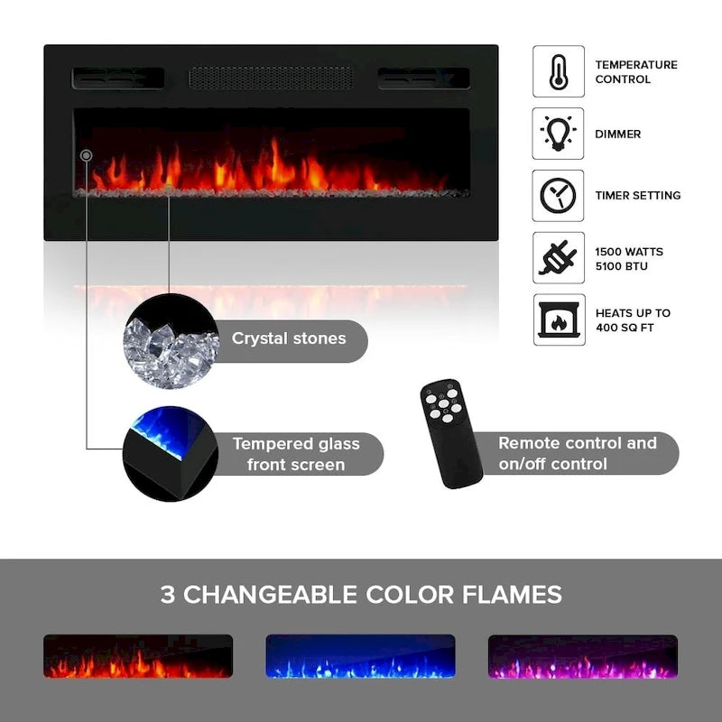 Cali EF Wall Mounted Electric Fireplace Modern 72 TV Stand