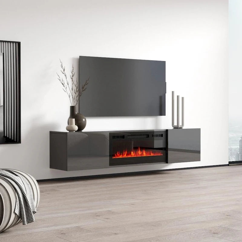 Cali EF Wall Mounted Electric Fireplace Modern 72 TV Stand