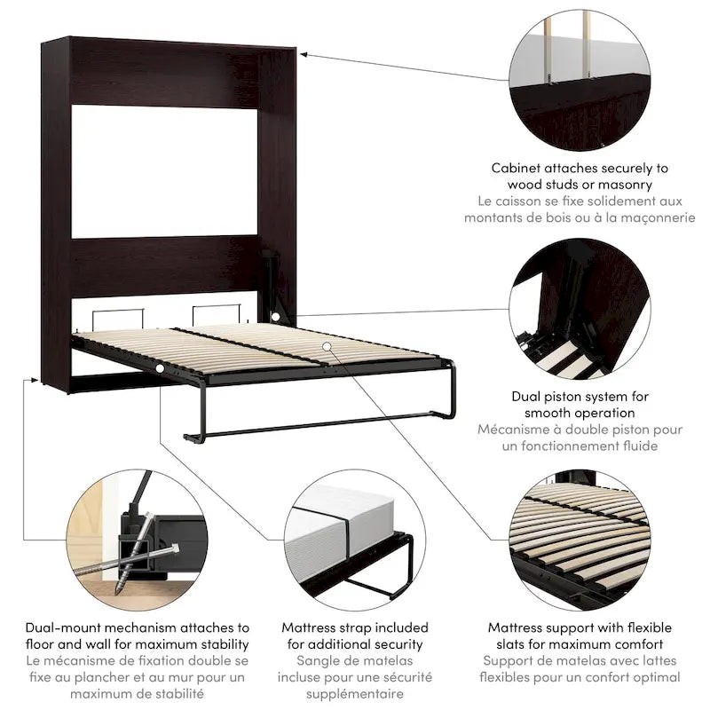Claremont 59W Space-Saving Full Size Murphy Bed by
