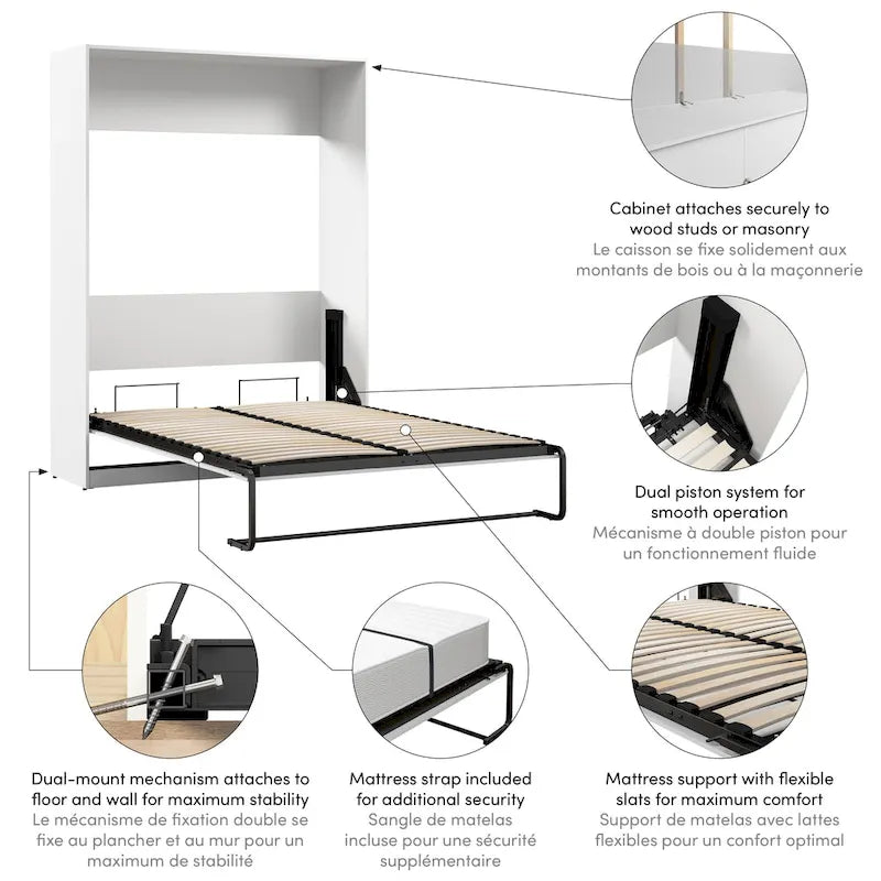 Claremont 59W Space-Saving Full Size Murphy Bed by
