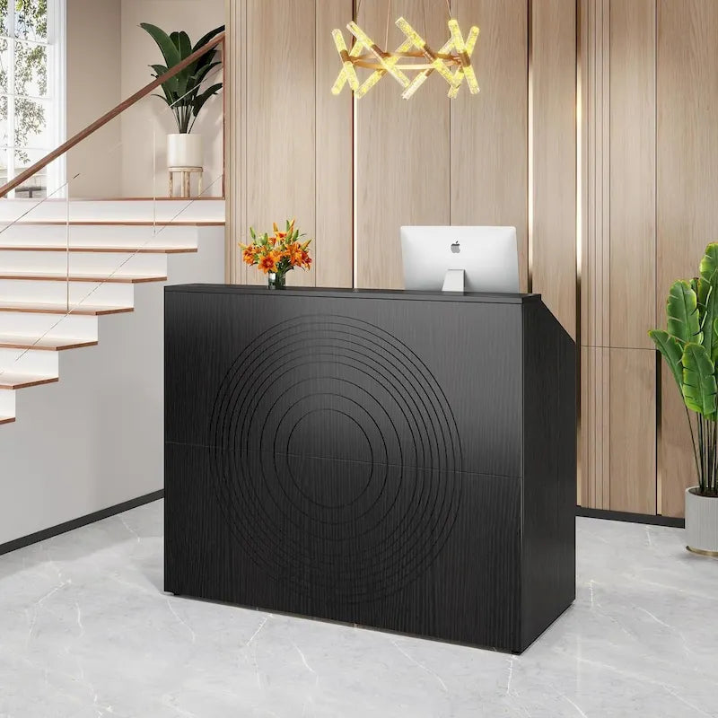 47 inch Reception Desk with Cable Grommet, Modern Front Desk Retail Counter for Checkout, Lobby, Beauty Salon