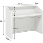 47 inch Reception Desk with Cable Grommet, Modern Front Desk Retail Counter for Checkout, Lobby, Beauty Salon
