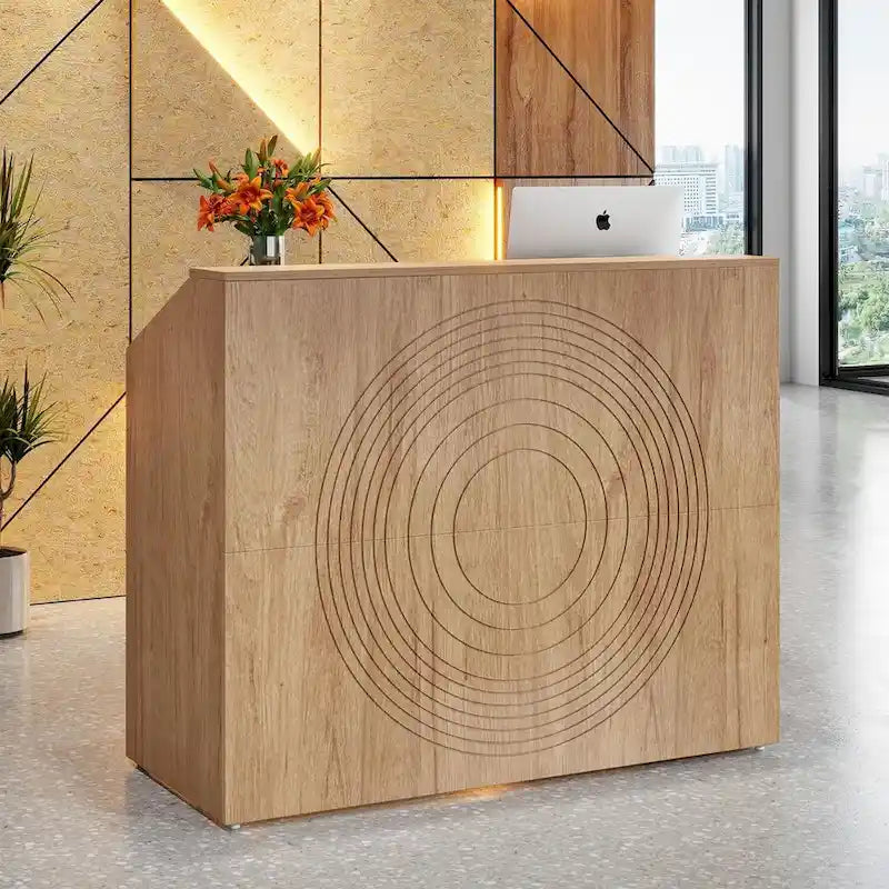 47 inch Reception Desk with Cable Grommet, Modern Front Desk Retail Counter for Checkout, Lobby, Beauty Salon