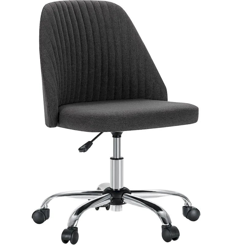 Office Chair with Wheels, Adjustable Height Fabric Upholstered Computer Desk Chair Swivel