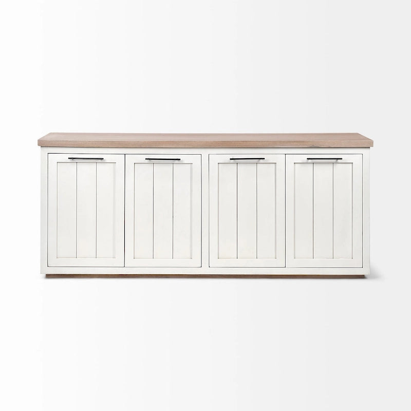 Fairview III Light Brown & White Solid Wood w/ 4 Cabinet Door Sideboard - 73W x 17D x 32H