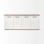 Fairview III Light Brown & White Solid Wood w/ 4 Cabinet Door Sideboard - 73W x 17D x 32H