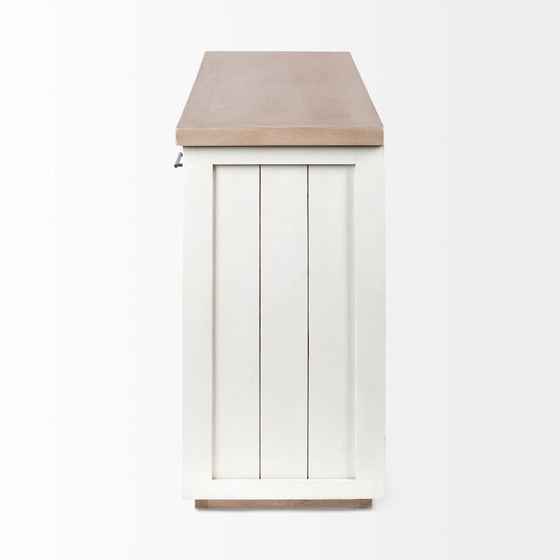 Fairview III Light Brown & White Solid Wood w/ 4 Cabinet Door Sideboard - 73W x 17D x 32H