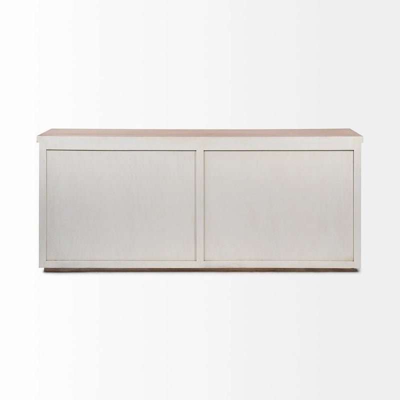 Fairview III Light Brown & White Solid Wood w/ 4 Cabinet Door Sideboard - 73W x 17D x 32H