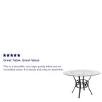48 Round Glass Dining Table with Crescent Style Metal Frame - 48W x 48D x 29.5H - 48W x 48D x 29.5H