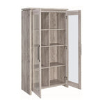 Spacious Wooden Curio Cabinet With Two Glass Doors, Gray