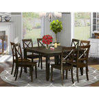  Dining Table Set Includes a Square Wooden Table with Butterfly Leaf and 8 Kitchen Dining Chairs, Cappuccino