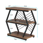 3-tier Rectangular End Side Table with Metal Frame for Living Room, Nightstand Bedside Table for Bedroom