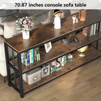 70.9 Console Table, 3 Tiers Sofa Table with Shelves,Brown