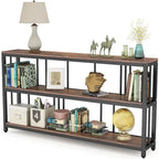 70.9 Console Table, 3 Tiers Sofa Table with Shelves,Brown