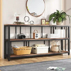 70.9 Console Table, 3 Tiers Sofa Table with Shelves,Brown