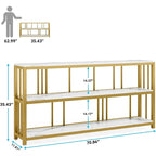 70.9 Console Table, 3 Tiers Sofa Table with Shelves,Brown