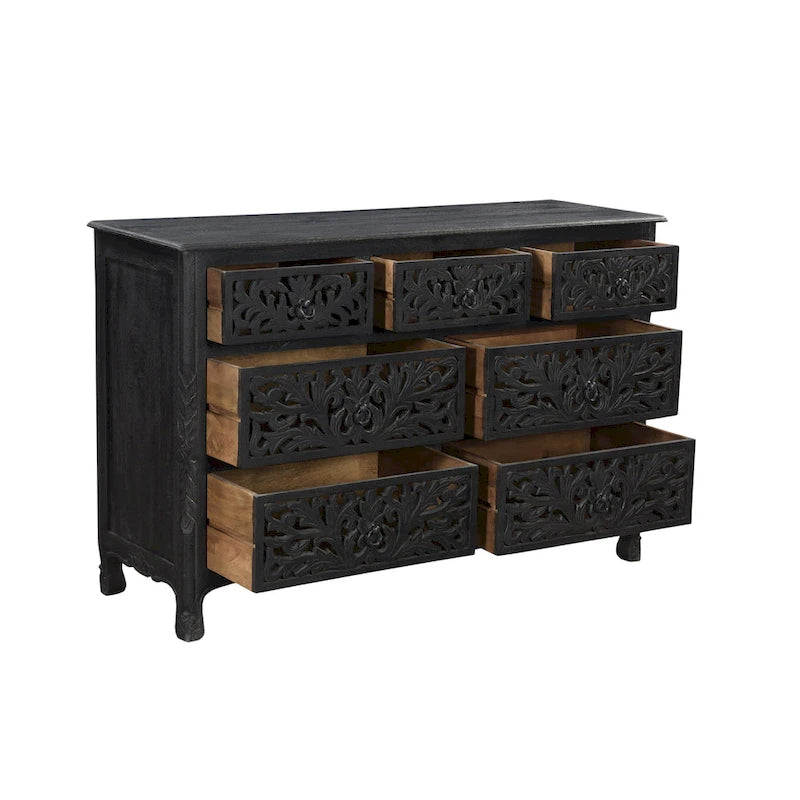 Florence Floral Carved Wood 7-Drawer Dresser