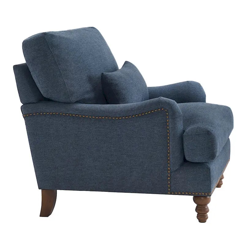 Modern Accent Chair Upholstered Solid Wood Frame with Lumbar Pillow Living Room Armchair