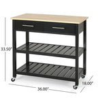 Modern White Wood Kitchen Cart with Wheels Drawers and Shelves by Christopher Knight Home