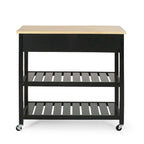 Modern White Wood Kitchen Cart with Wheels Drawers and Shelves by Christopher Knight Home