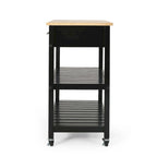 Modern White Wood Kitchen Cart with Wheels Drawers and Shelves by Christopher Knight Home