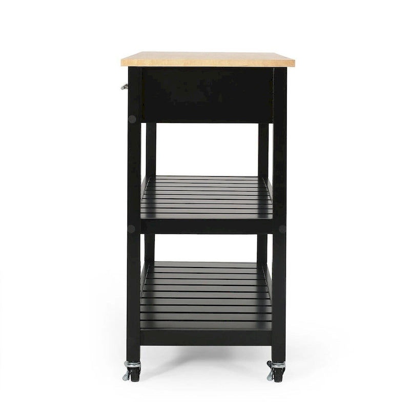 Modern White Wood Kitchen Cart with Wheels Drawers and Shelves by Christopher Knight Home