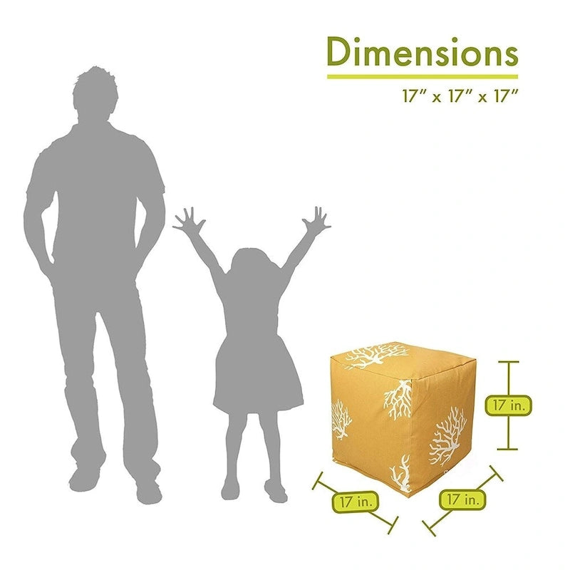 Coral Indoor / Outdoor Ottoman Pouf Cube