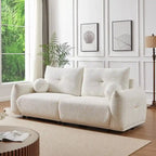 90 comfortable sofa with 2 cushions and 2 ball pillows