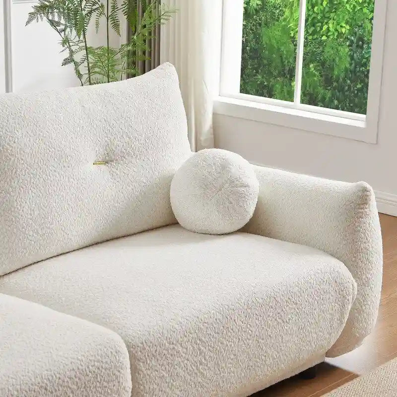 90 comfortable sofa with 2 cushions and 2 ball pillows
