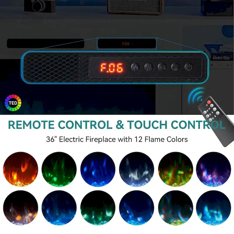 80 TV Stand with 36 Electric Fireplace, White