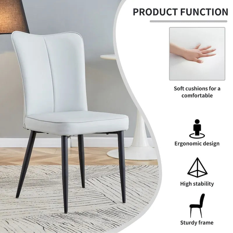 Modern Dining Chairs Set of 4 PU Leather Kitchen Upholstered Chairs