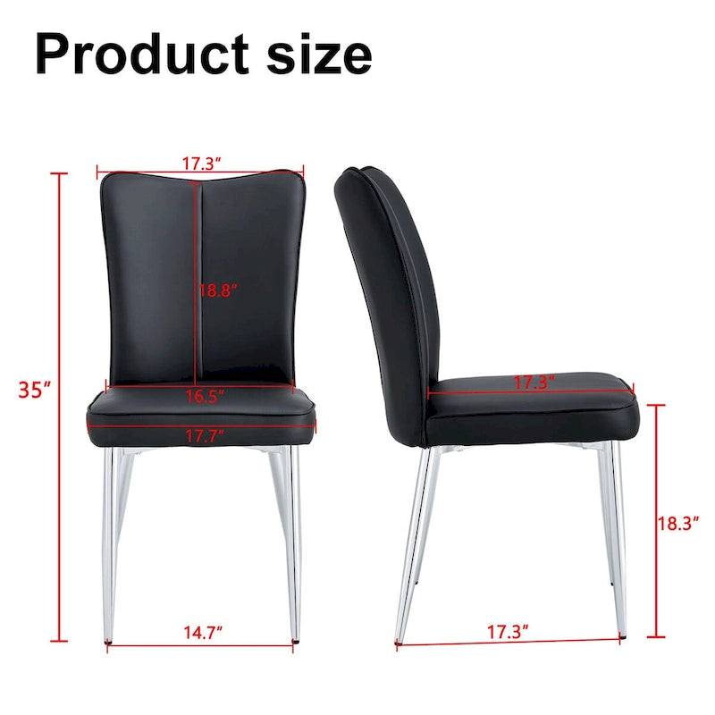 Modern Dining Chairs Set of 4 PU Leather Kitchen Upholstered Chairs