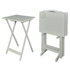 Compass Solid Wood 5 Piece Folding Snack TV Tray Set in Light Grey