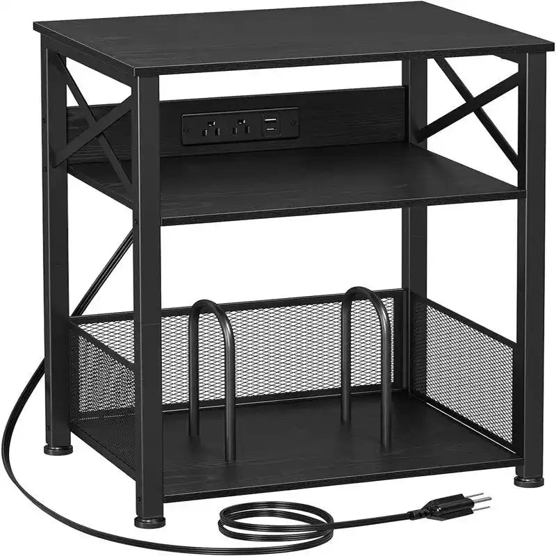 Record Player Stand with Charging Station - 15.75 x 11.41 x 25.59