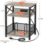 Record Player Stand with Charging Station - 15.75 x 11.41 x 25.59