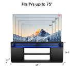 68 Modern Black Rectangular RGB LED TV Stand Media Console for up to 75 TV