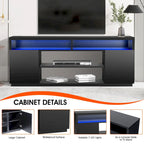 68 Modern Black Rectangular RGB LED TV Stand Media Console for up to 75 TV