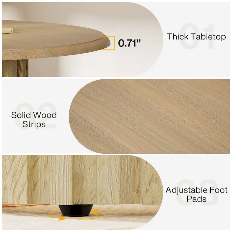 43.3 Inches Round Modern Dining Table for 4 for Dining Room