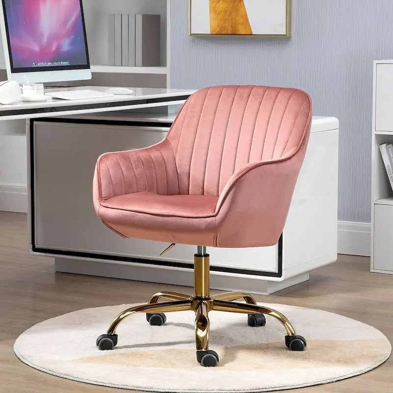 Modern Velvet 360 Degree Swivel Office Chair with Gold Base