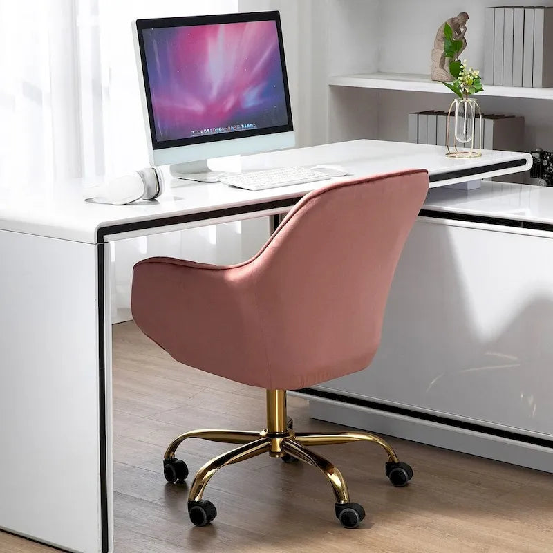 Modern Velvet 360 Degree Swivel Office Chair with Gold Base